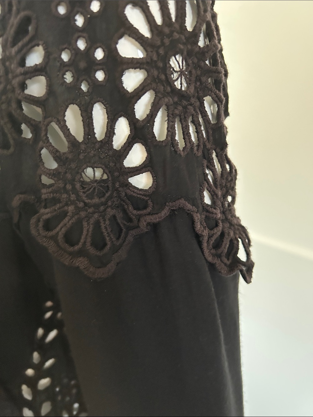 GANNI Emile Viscose Lace Top | Black Floral Eyelet Blouse | IT 42 Small-Medium - Picture 7 of 16